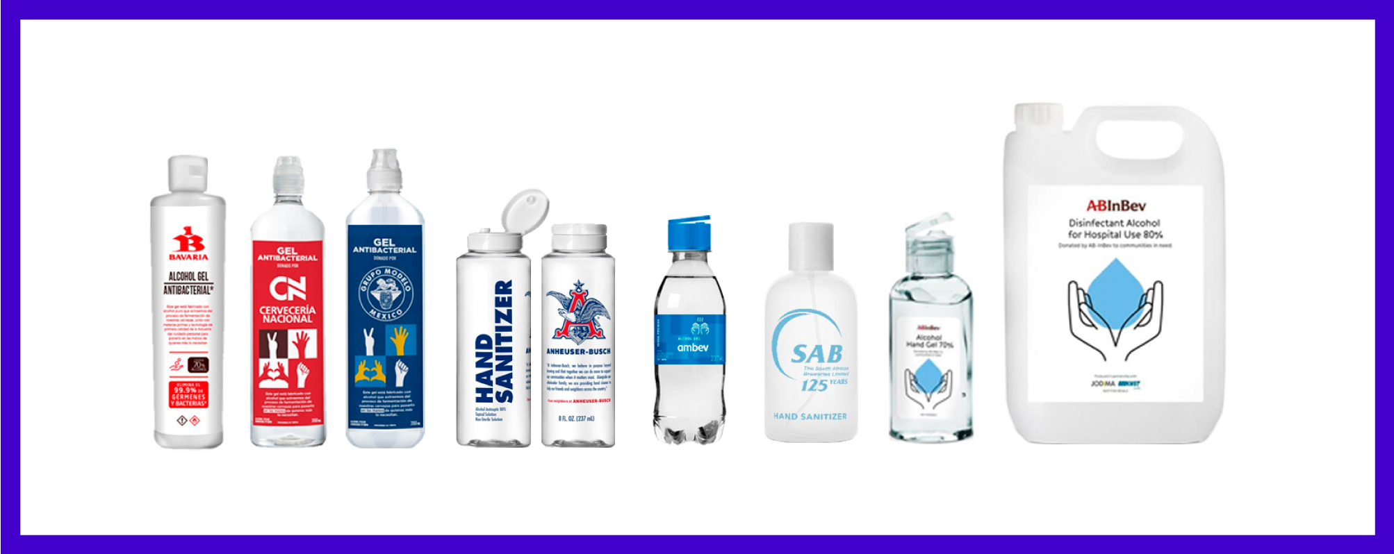 Hand sanitizer products by AB Inbev