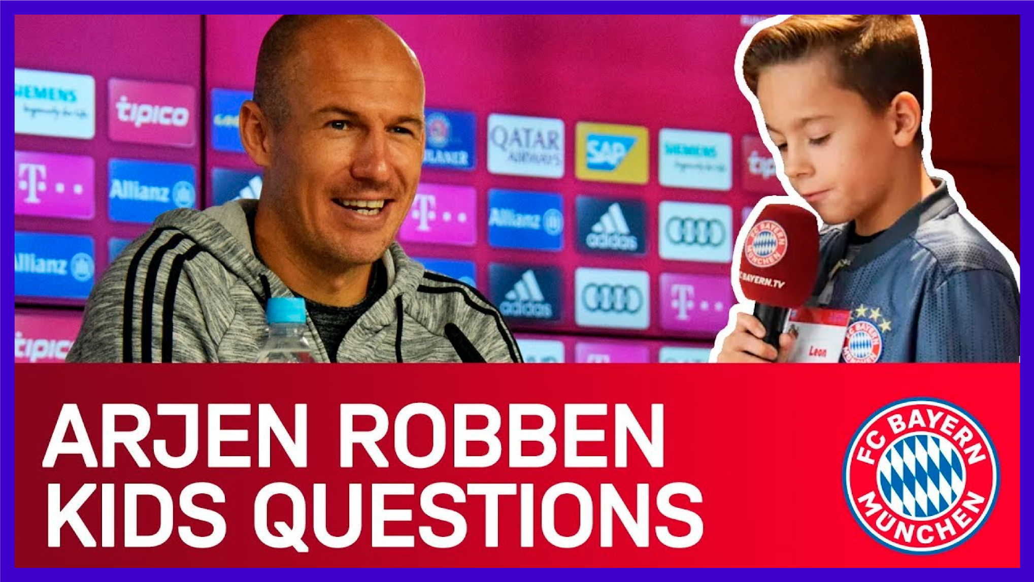 Bayern München's fan engagement YouTube series: KIDS QUESTIONS in which team players such as Arjen Robben and David Alaba answer questions of younger fans